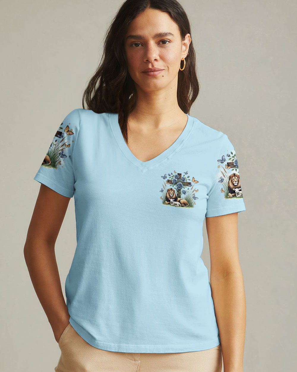 In His Presence There Is Peace Lion Lamb Women's All Over Print Shirt - Tltr1701251