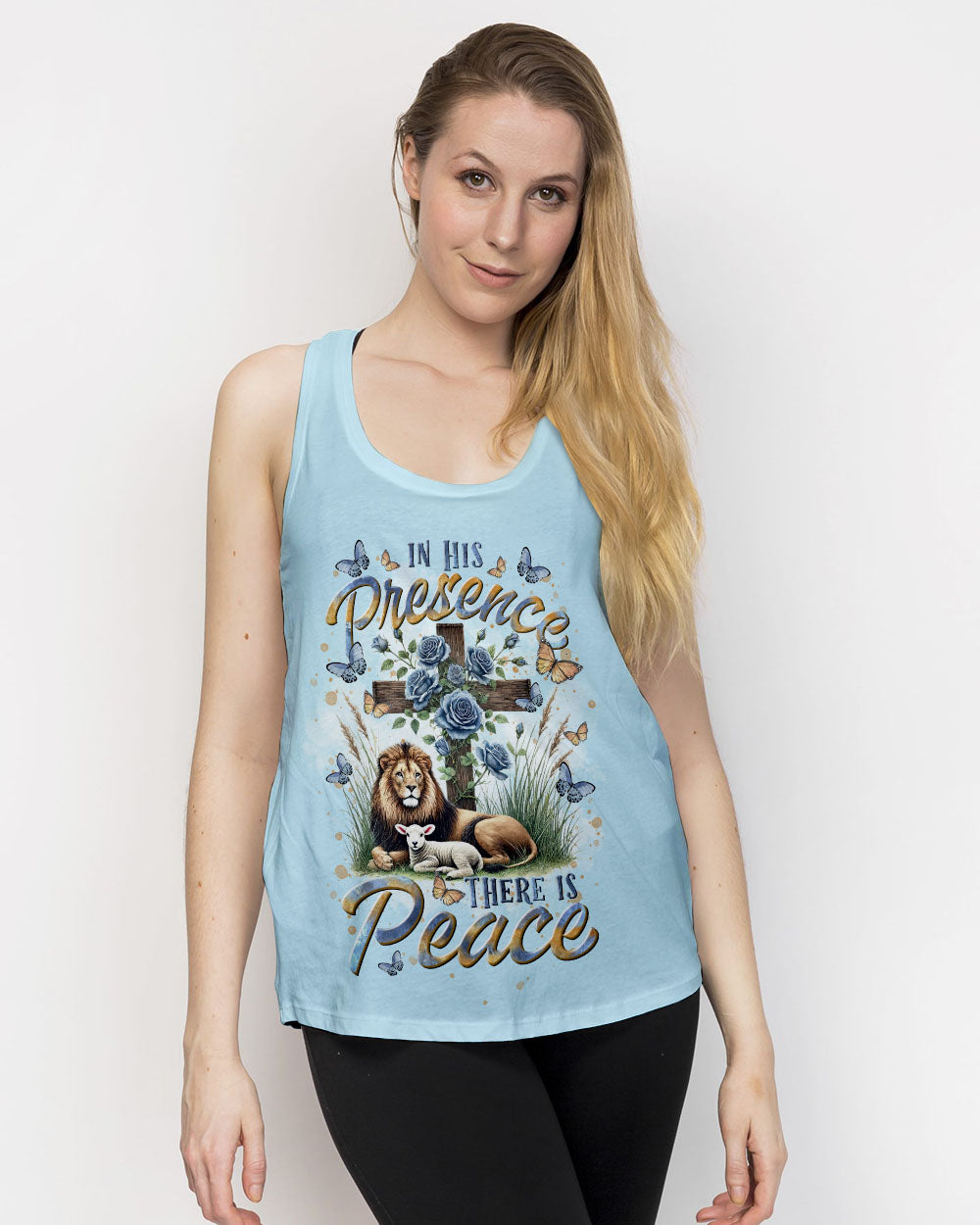 In His Presence There Is Peace Lion Lamb Women's All Over Print Shirt - Tltr1701251