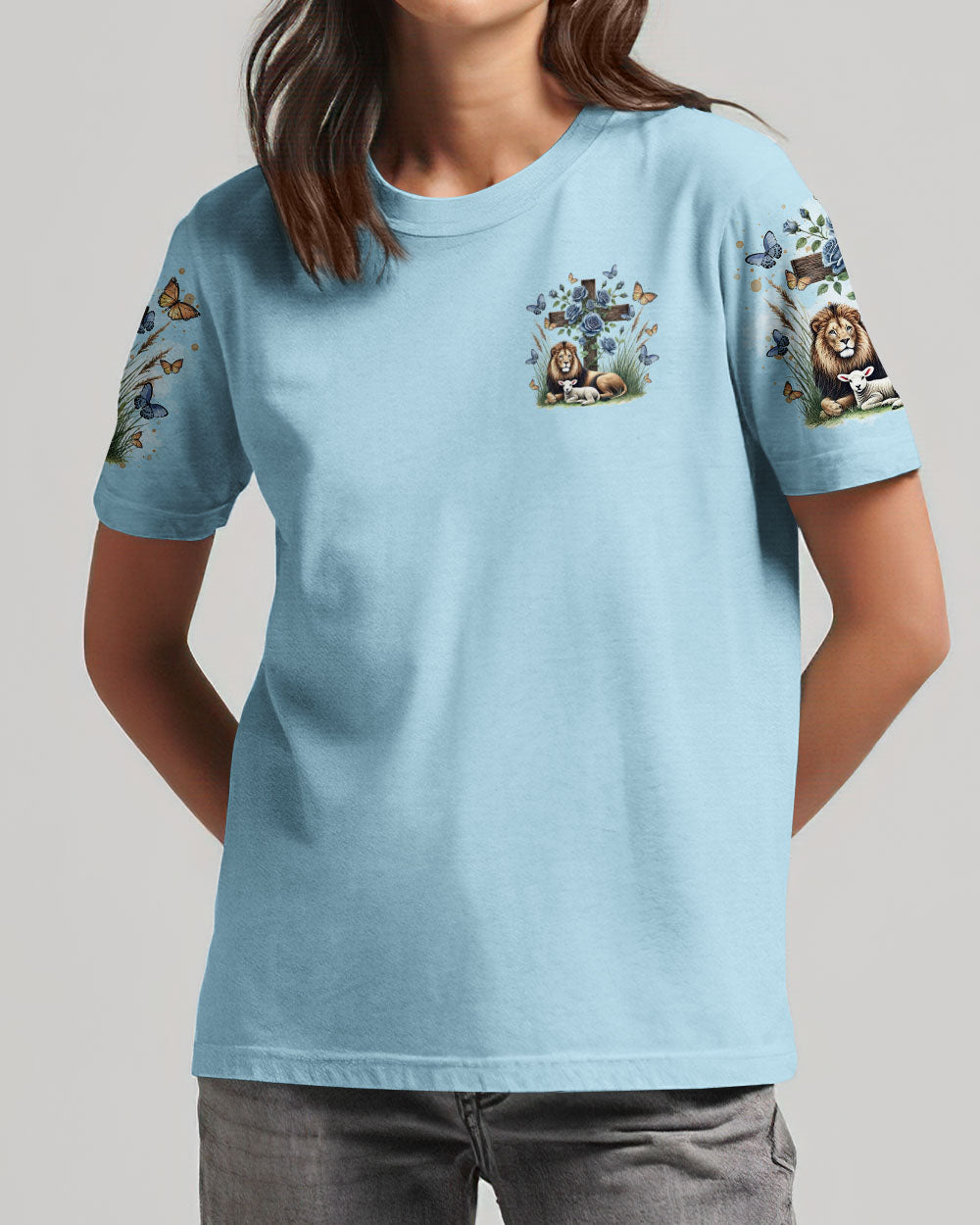In His Presence There Is Peace Lion Lamb Women's All Over Print Shirt - Tltr1701251