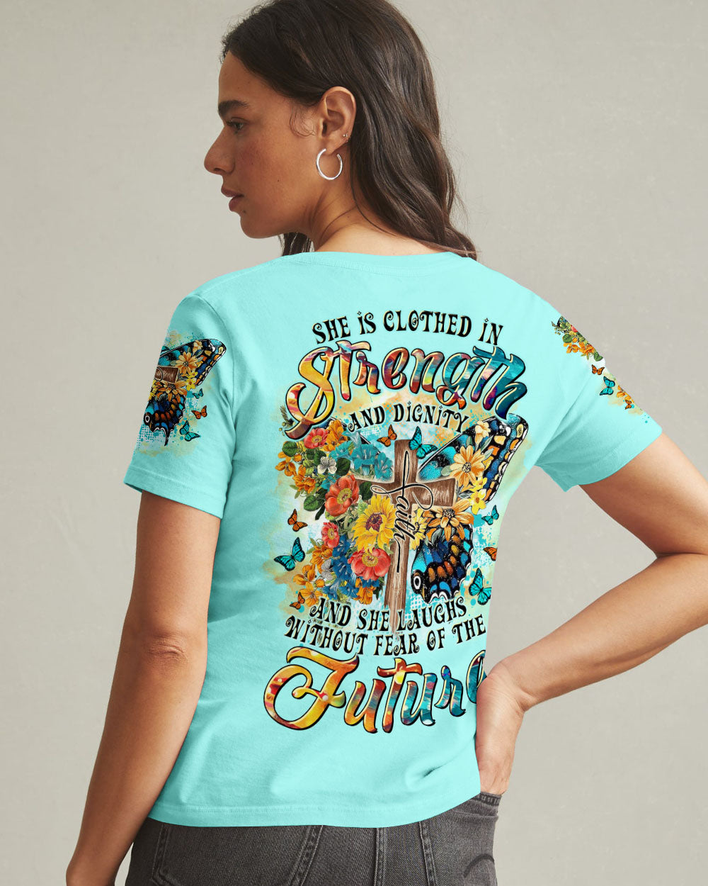 She Is Clothed In Strength And Dignity Butterfly Women's All Over Print Shirt - Tltr1811242