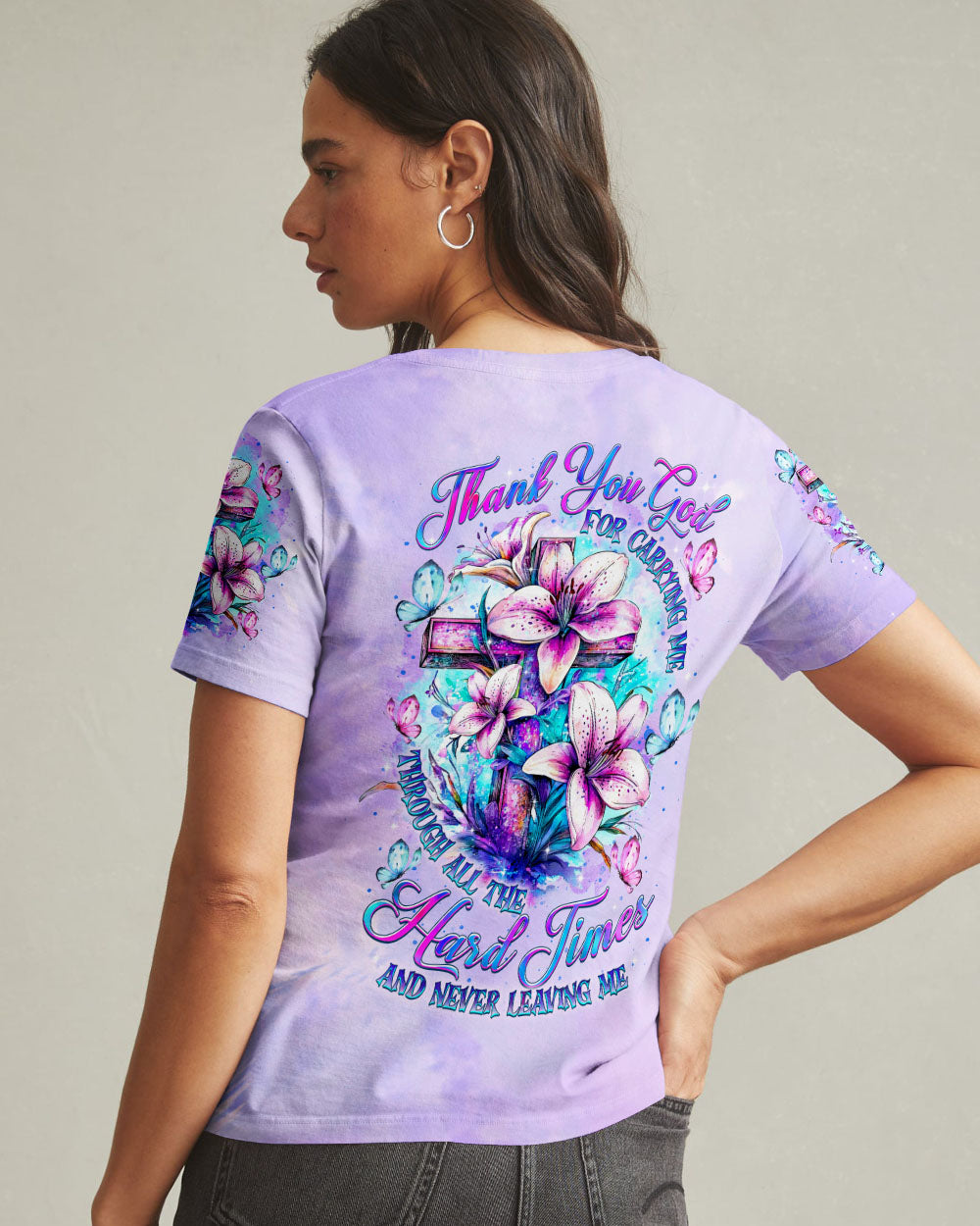 Thank You God For Carrying Me Lilies Women's All Over Print Shirt  - Tltr2005251