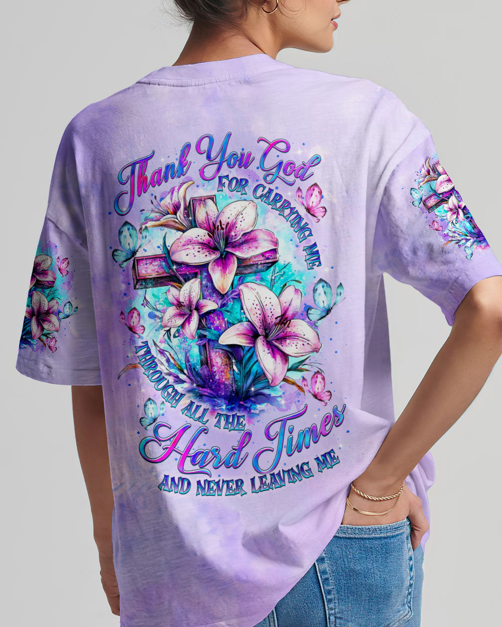 Thank You God For Carrying Me Lilies Women's All Over Print Shirt  - Tltr2005251