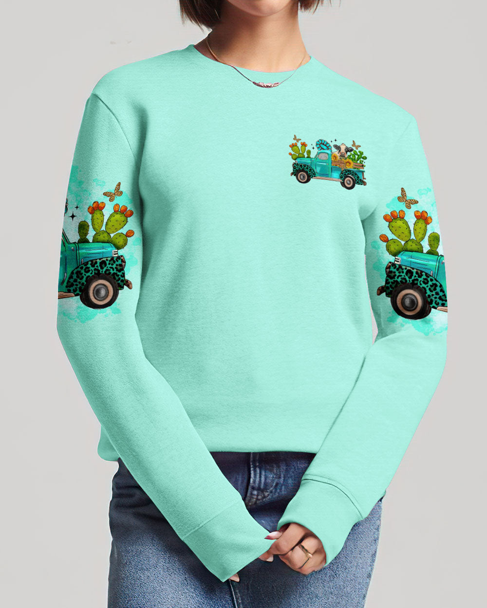 Living Life Somewhere Between Jesus Cow Truck Women's All Over Print Shirt - Tltr2203244