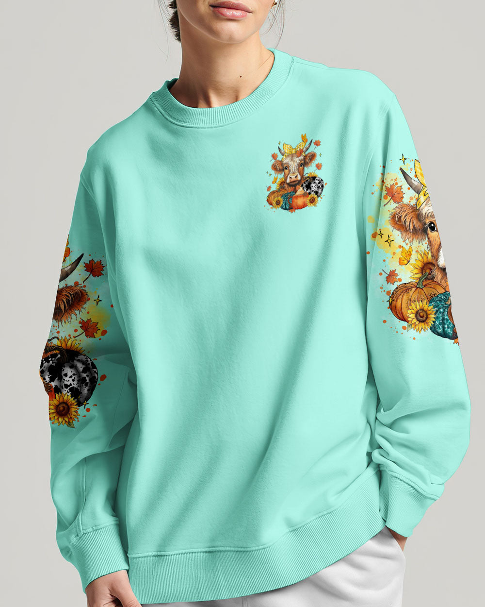Living Life Somewhere Between Jesus Cow Autumn Women's All Over Print Shirt - Tltr2208242