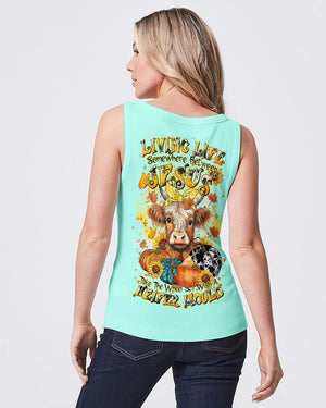 Living Life Somewhere Between Jesus Cow Autumn Women's All Over Print Shirt - Tltr2208242
