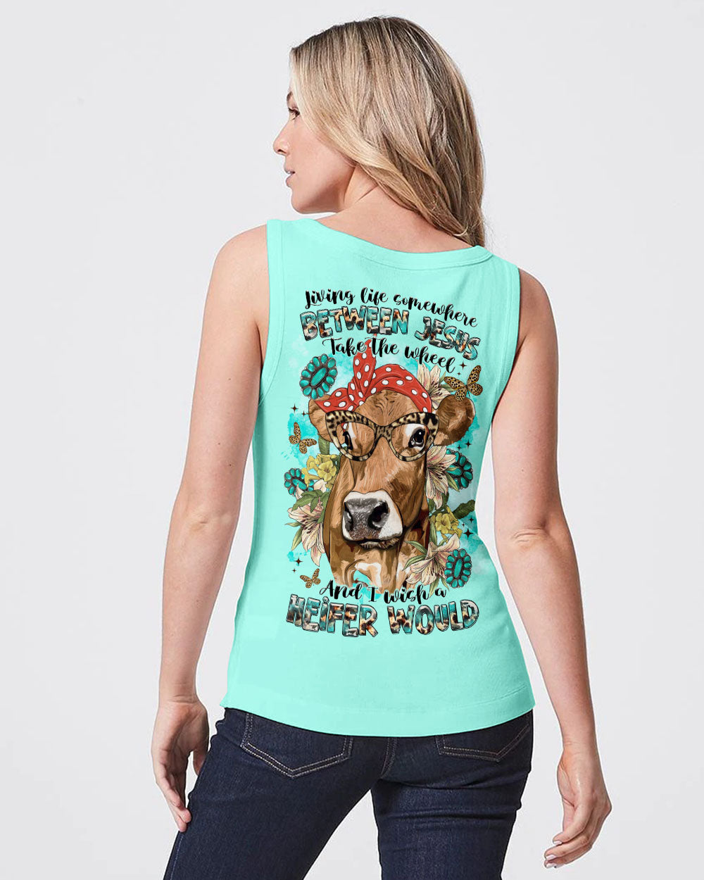 Living Life Somewhere Between Jesus Cow Women's All Over Print Shirt - Tltr2311233