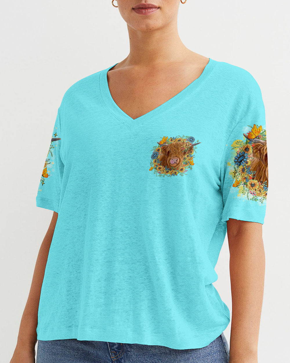 Living Life Somewhere Between Jesus Cow Women's All Over Print Shirt - Tltr2406241
