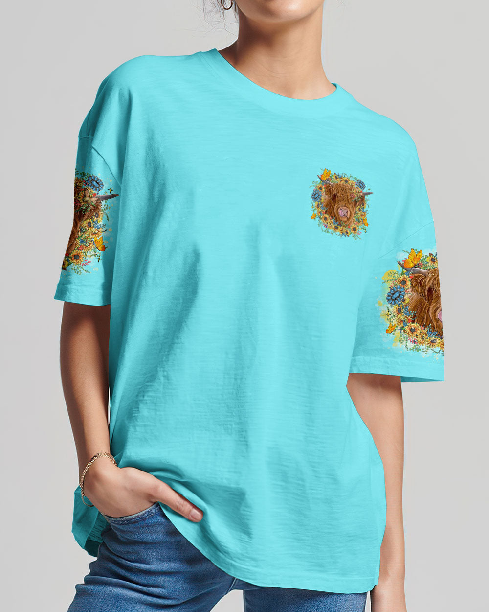 Living Life Somewhere Between Jesus Cow Women's All Over Print Shirt - Tltr2406241