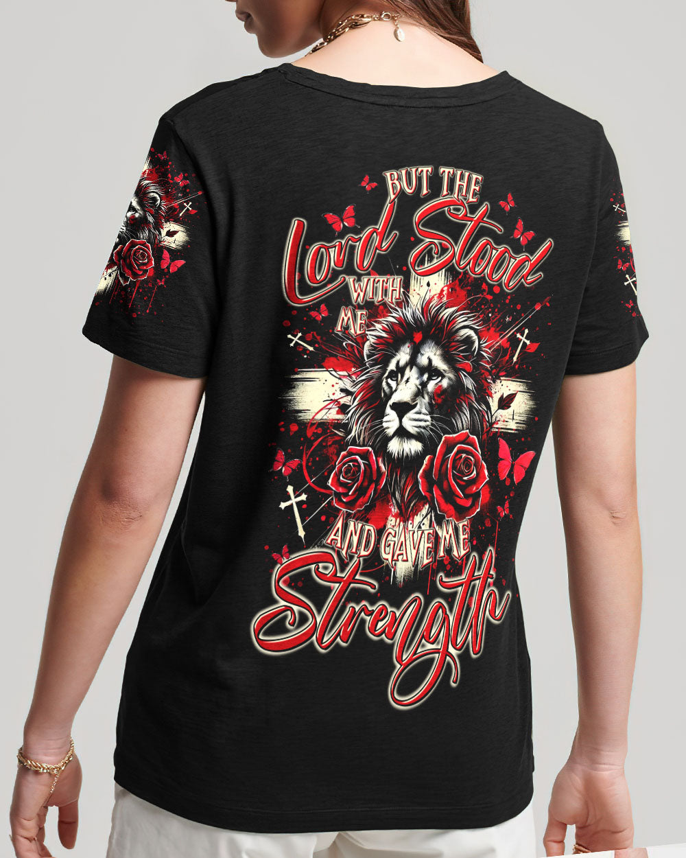 Lord Stood With Me Lion Rose Women's All Over Print Shirt  - Tltr2410244