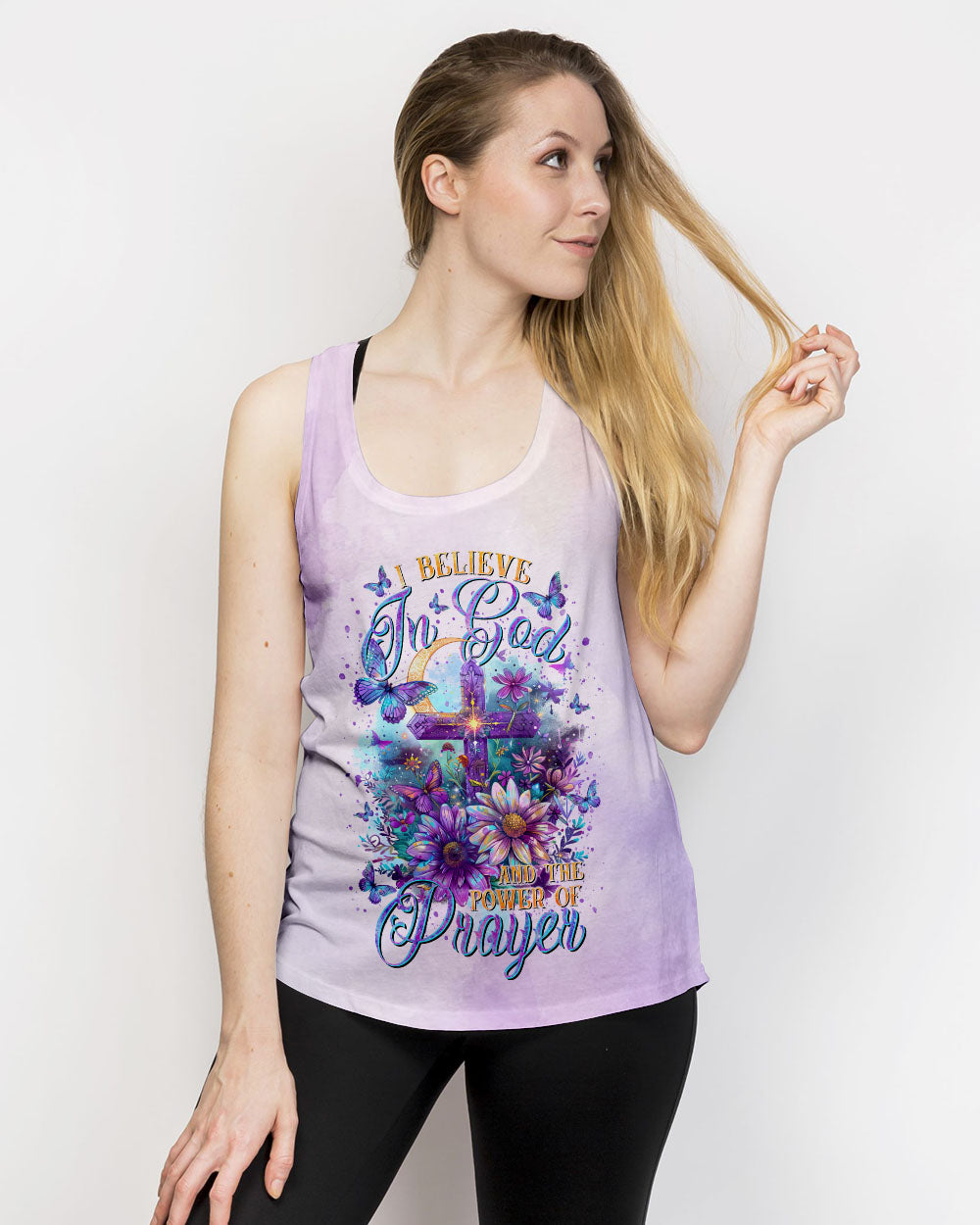 I Believe In God Flower Cross Women's All Over Print Shirt - Tltr2511244