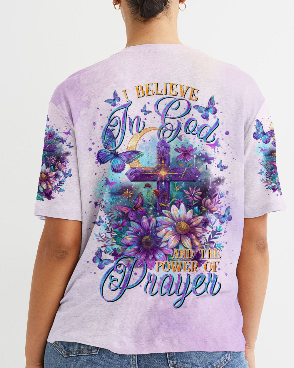 I Believe In God Flower Cross Women's All Over Print Shirt - Tltr2511244