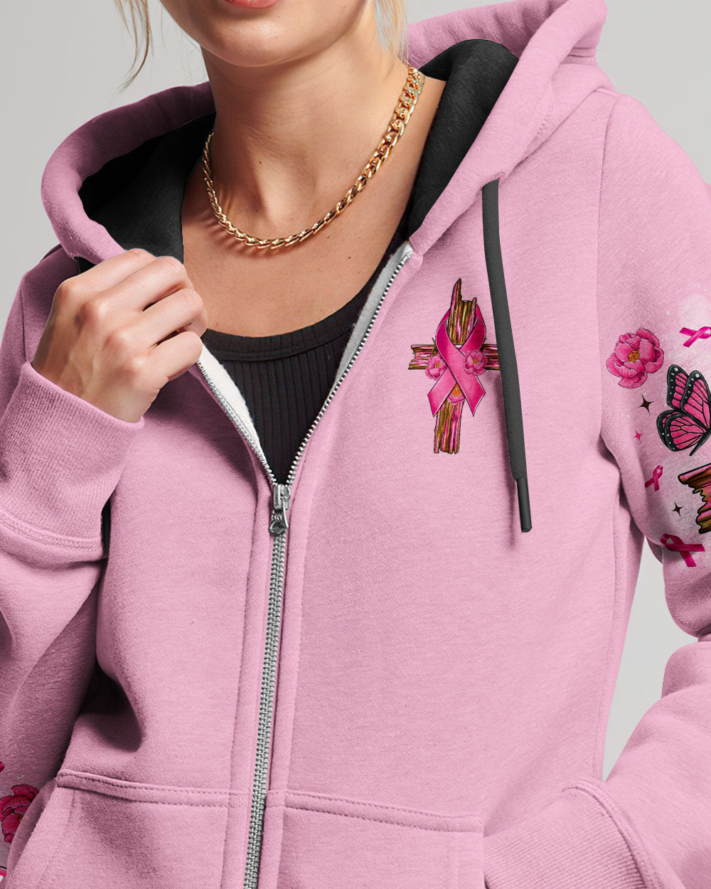 Faith Over Fear Breast Cancer Women's All Over Print Shirt   - Tltr2907252