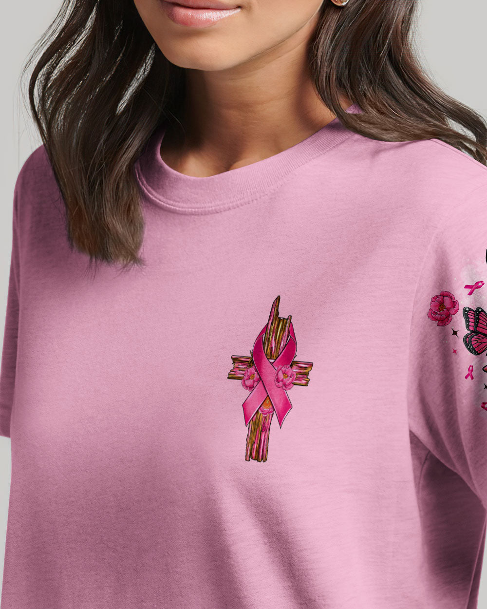Faith Over Fear Breast Cancer Women's All Over Print Shirt   - Tltr2907252