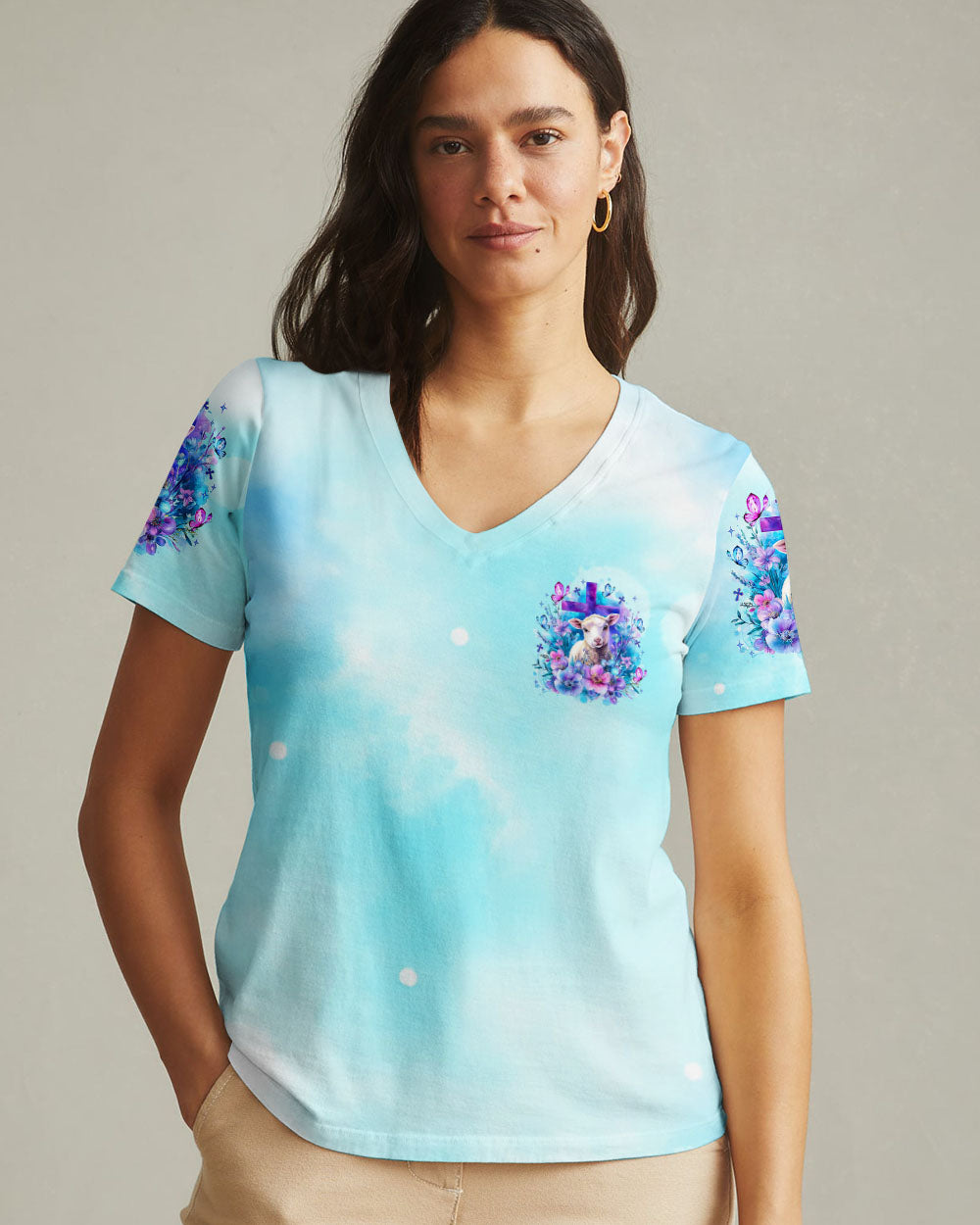 He Left The 99 To Find Me  Lamb Women's All Over Print Shirt   - Tltr3007252