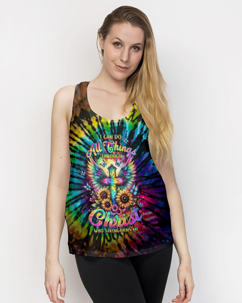 I Can Do All Things Cross Tie Dye Women's All Over Print Shirt - Tltw0102244