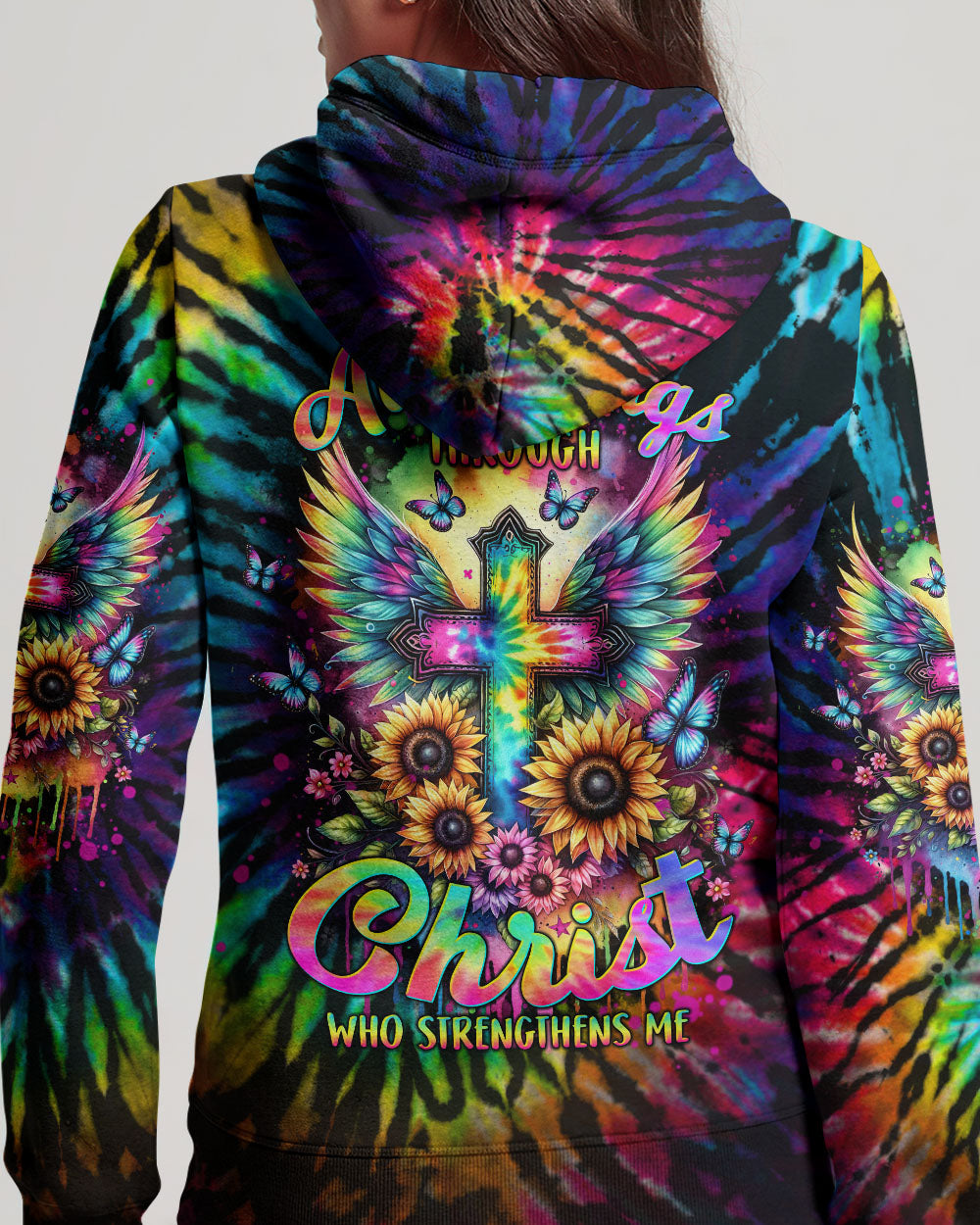 I Can Do All Things Cross Tie Dye Women's All Over Print Shirt - Tltw0102244