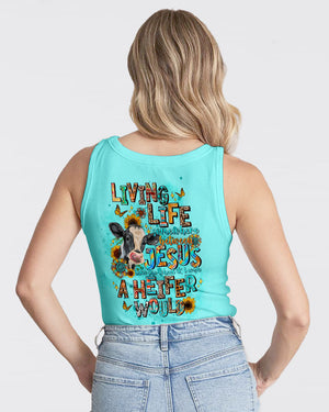 Living Life Somewhere Between Jesus Cow Women's All Over Print Shirt - Tltw0203245