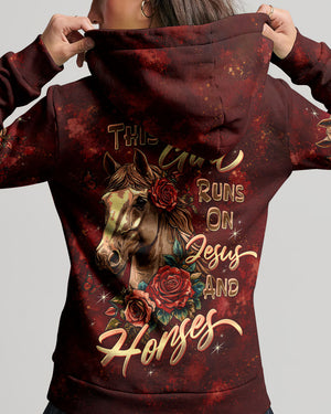 This Girl Runs On Jesus And Horses Women's All Over Print Shirt - Tltw0307268
