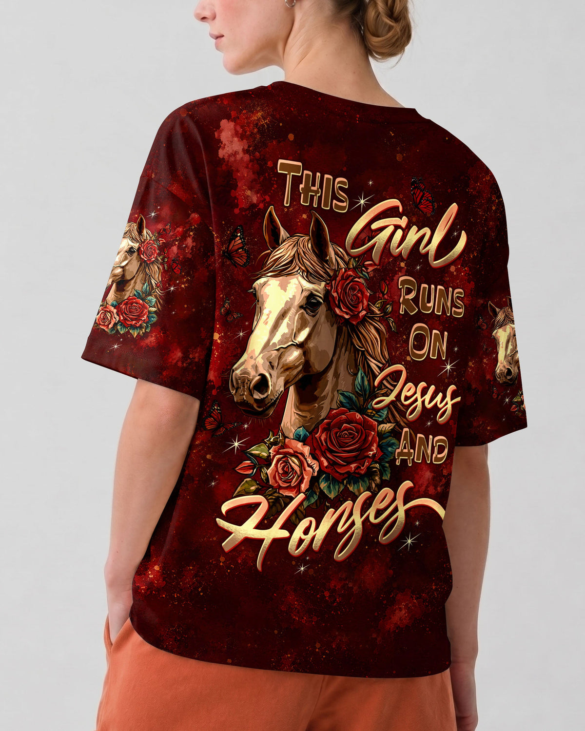 This Girl Runs On Jesus And Horses Women's All Over Print Shirt - Tltw0307268