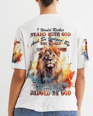 I Would Rather Stand With God Painting Lion Women's All Over Print Shirt - Tltw0410233