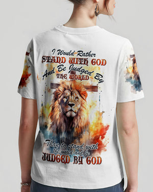 I Would Rather Stand With God Painting Lion Women's All Over Print Shirt - Tltw0410233