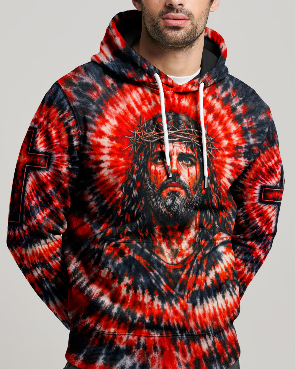 Jesus Halo Of Faith Red & Black Swirl Men's All Over Print Shirt   - Tltw0603261