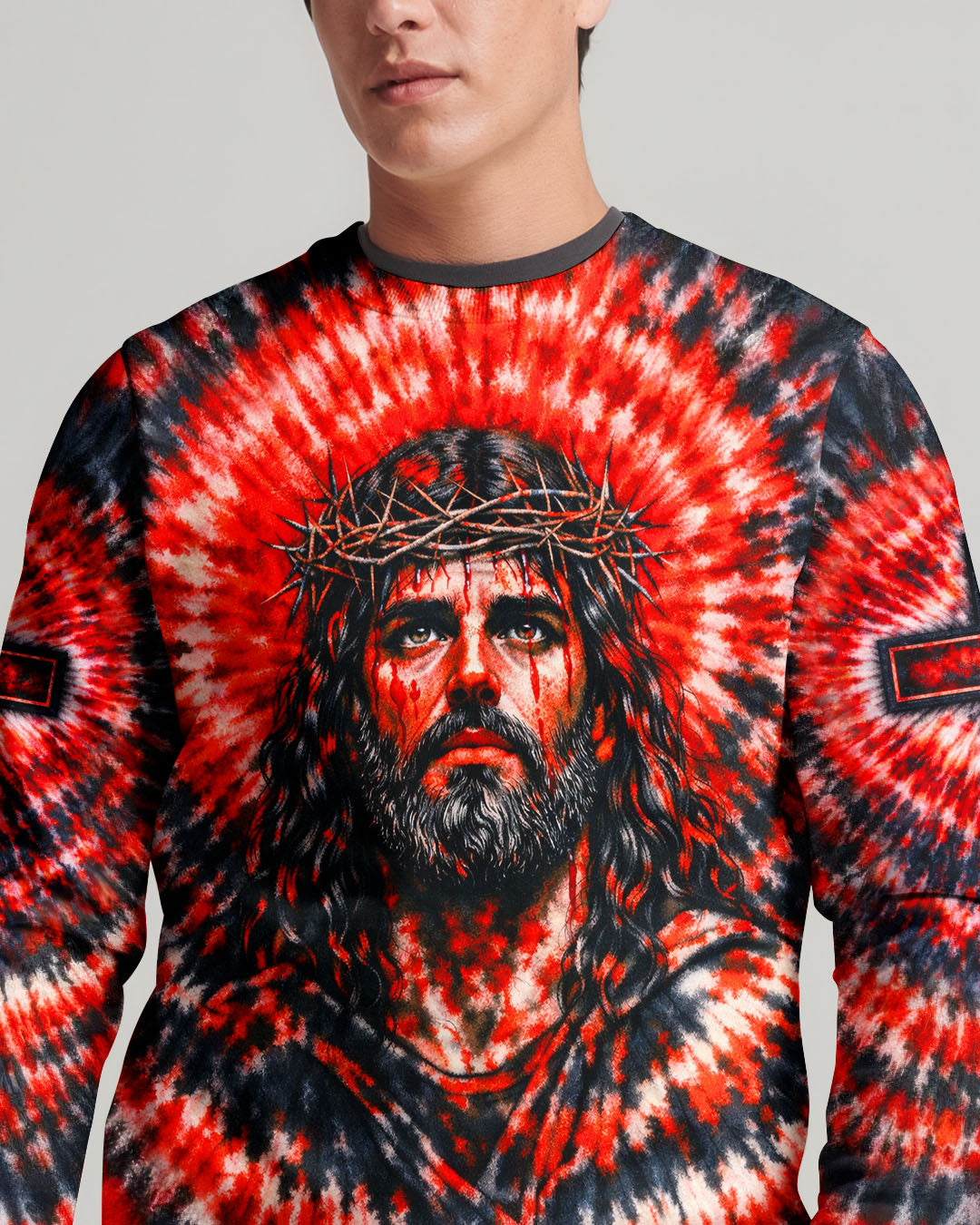 Jesus Halo Of Faith Red & Black Swirl Men's All Over Print Shirt   - Tltw0603261