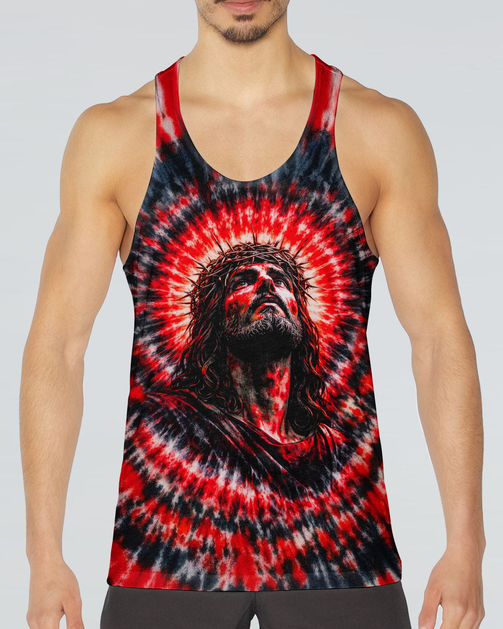 Jesus Halo Of Faith Red & Black Swirl Men's All Over Print Shirt   - Tltw0603261