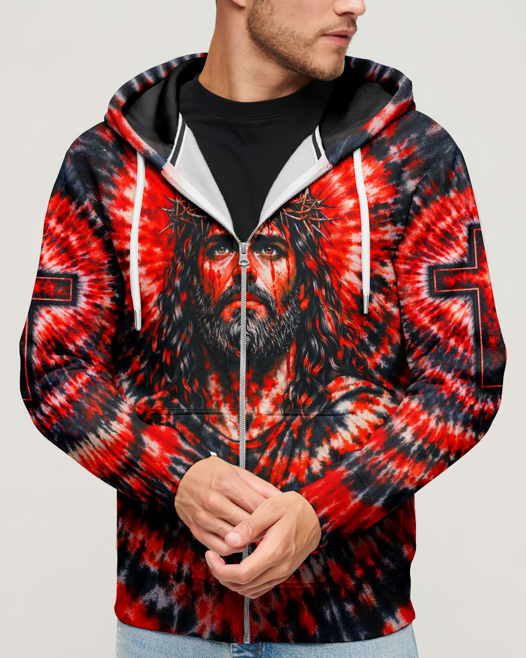 Jesus Halo Of Faith Red & Black Swirl Men's All Over Print Shirt   - Tltw0603261
