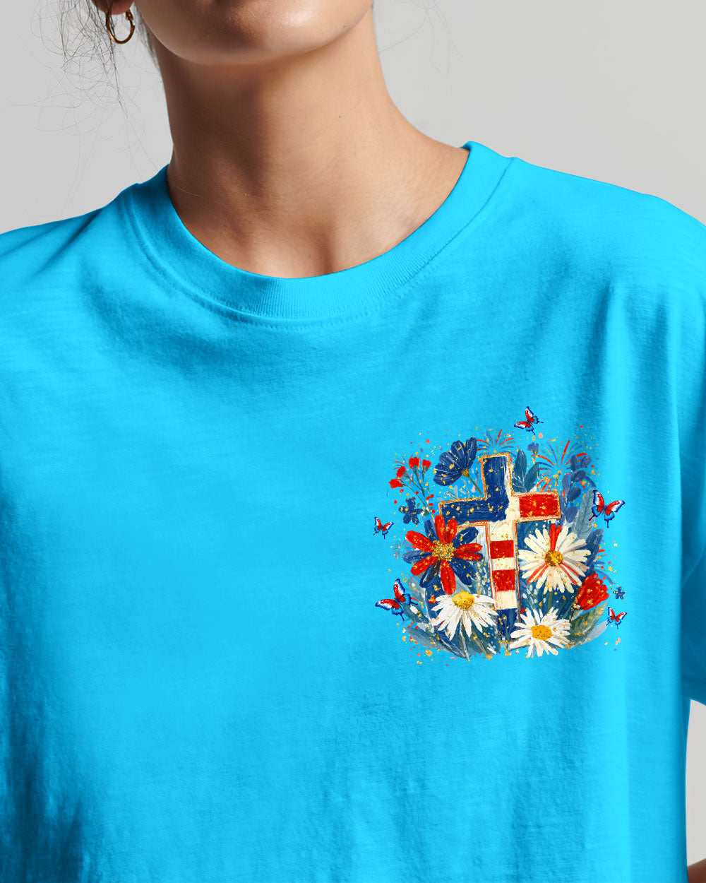 She Loves Jesus & America Too Red White & Blue Women's All Over Print   - Tltw0805261