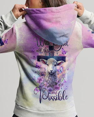 With God All Things Are Possible Lamb Women's All Over Print Shirt - Tltw0910235