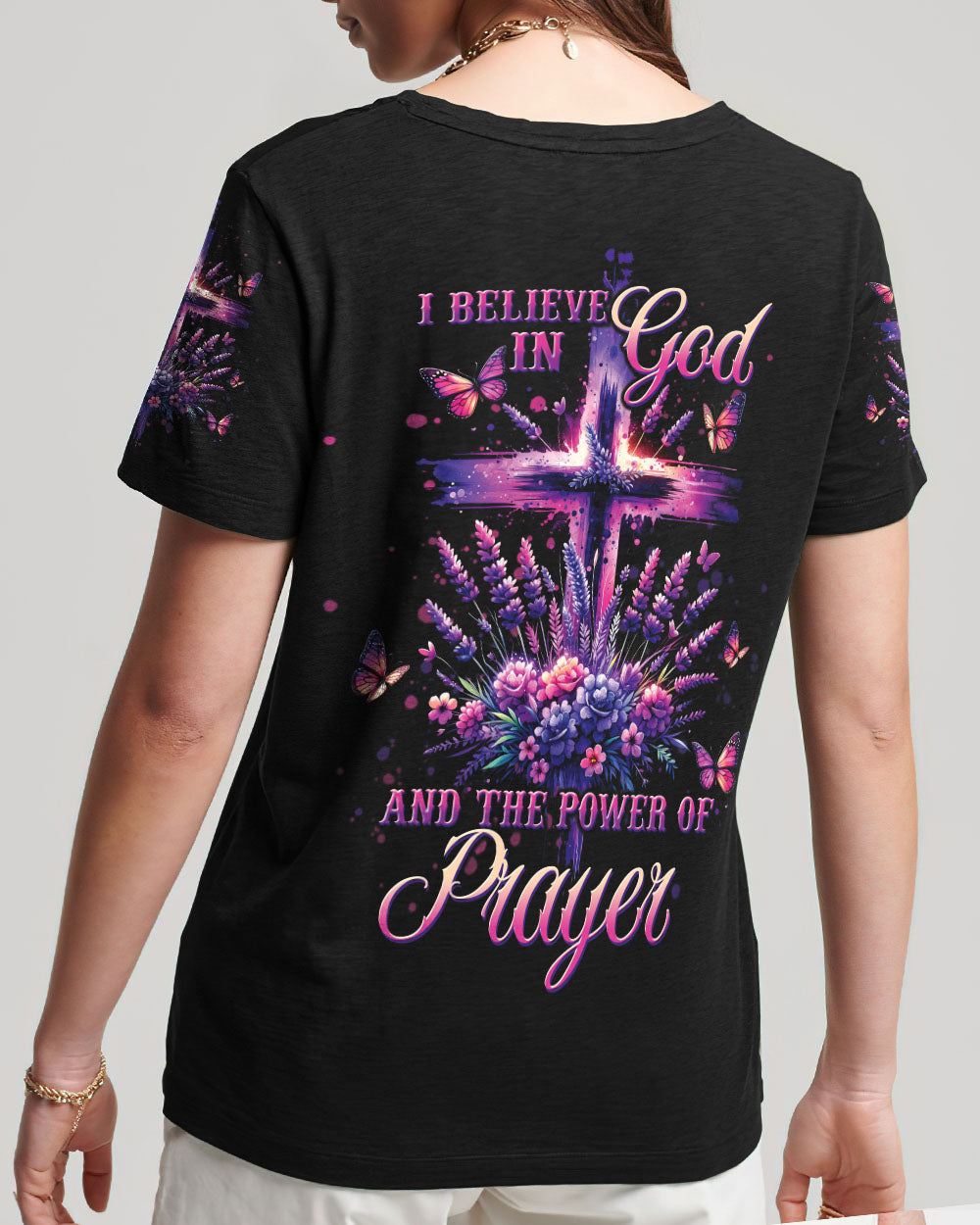 I Believe In God Lavender Women's All Over Print Shirt - Tltw1101243