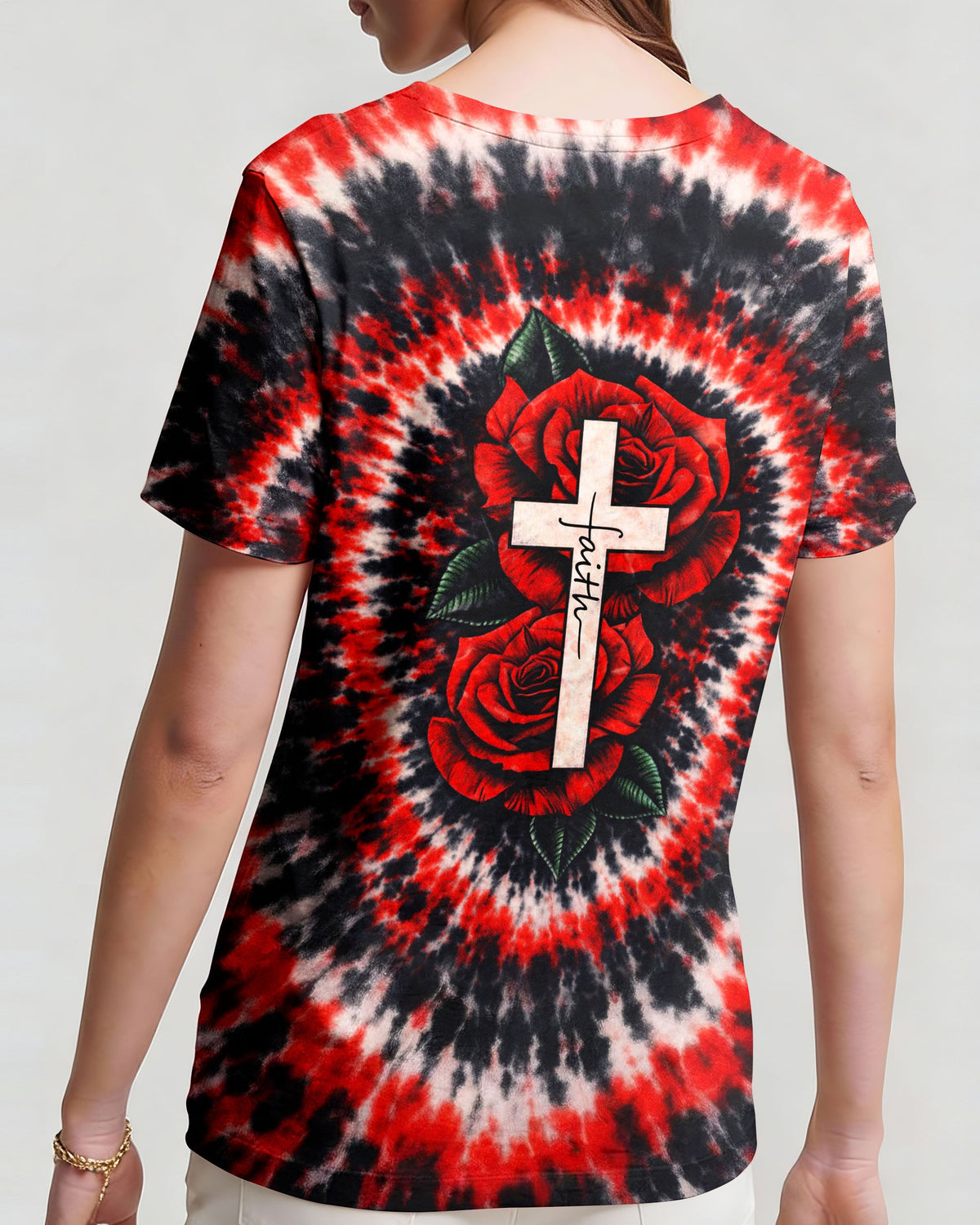 Cross Rose Swirl Women's All Over Print Shirt  - Tltw1103262