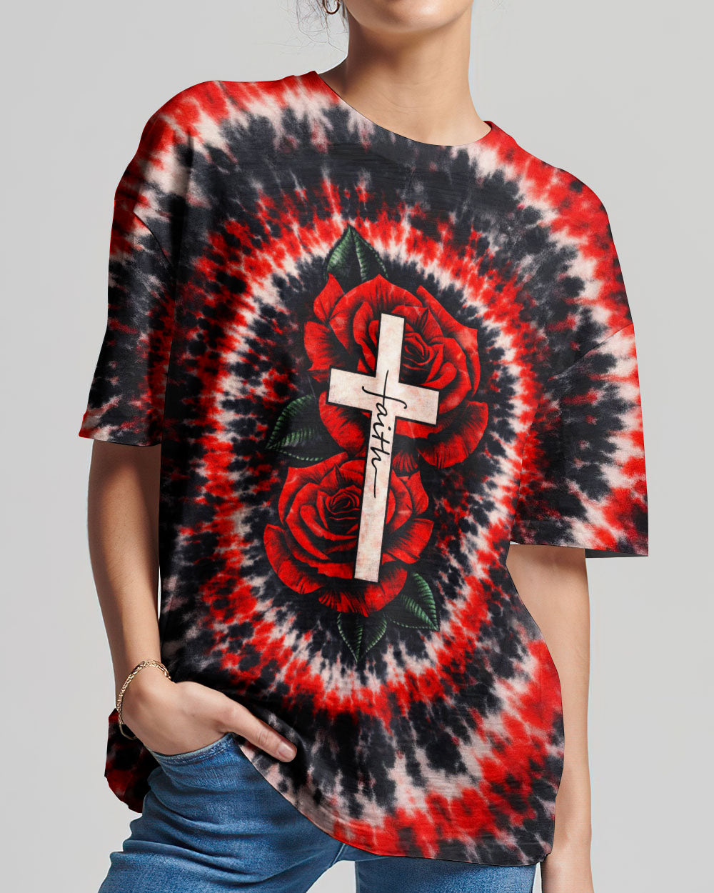 Cross Rose Swirl Women's All Over Print Shirt  - Tltw1103262