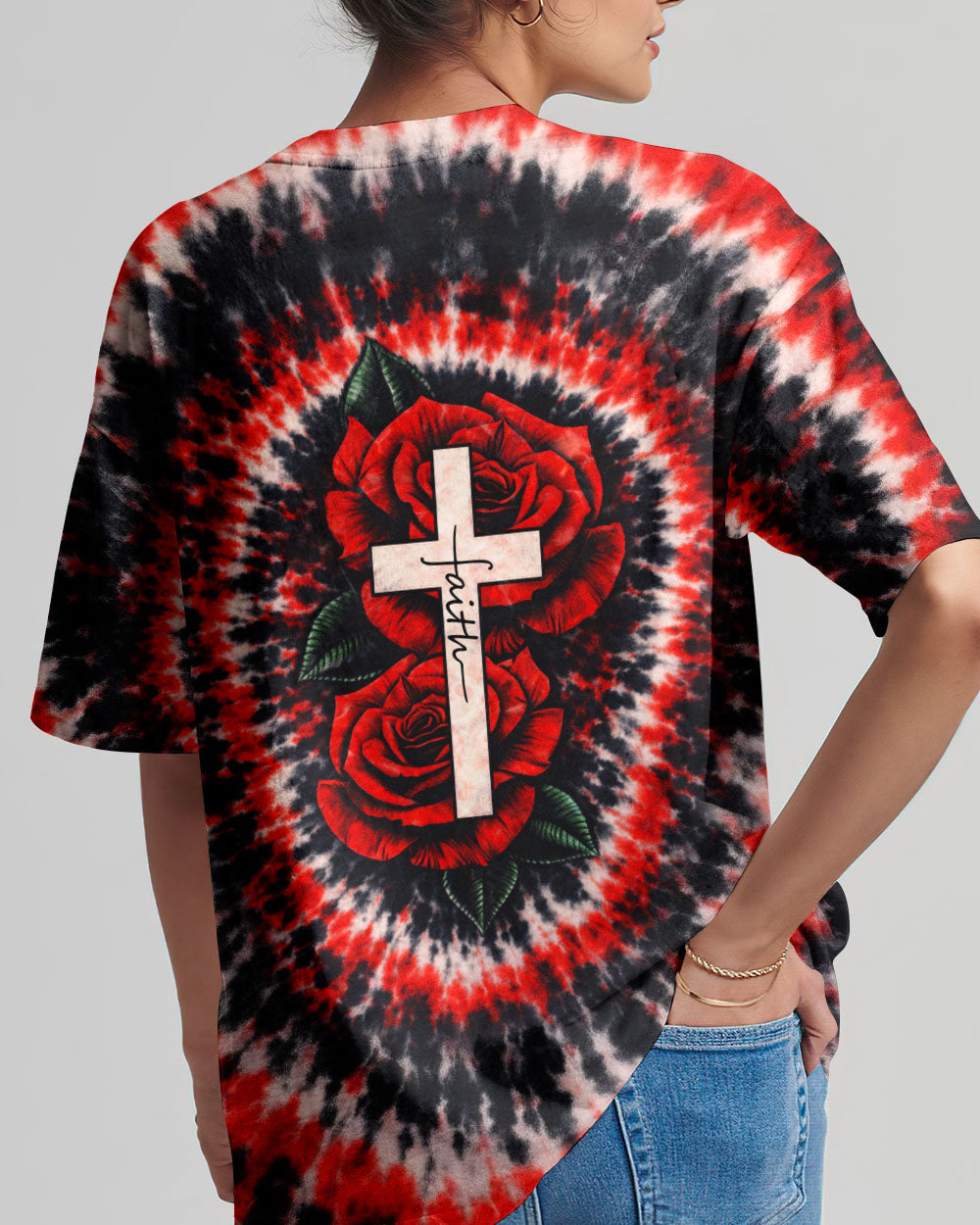 Cross Rose Swirl Women's All Over Print Shirt  - Tltw1103262