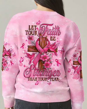 Let Your Faith Be Bigger Than Your Fear Hummingbird Breast Cancer Women's All Over Print Shirt - Tltw1108252