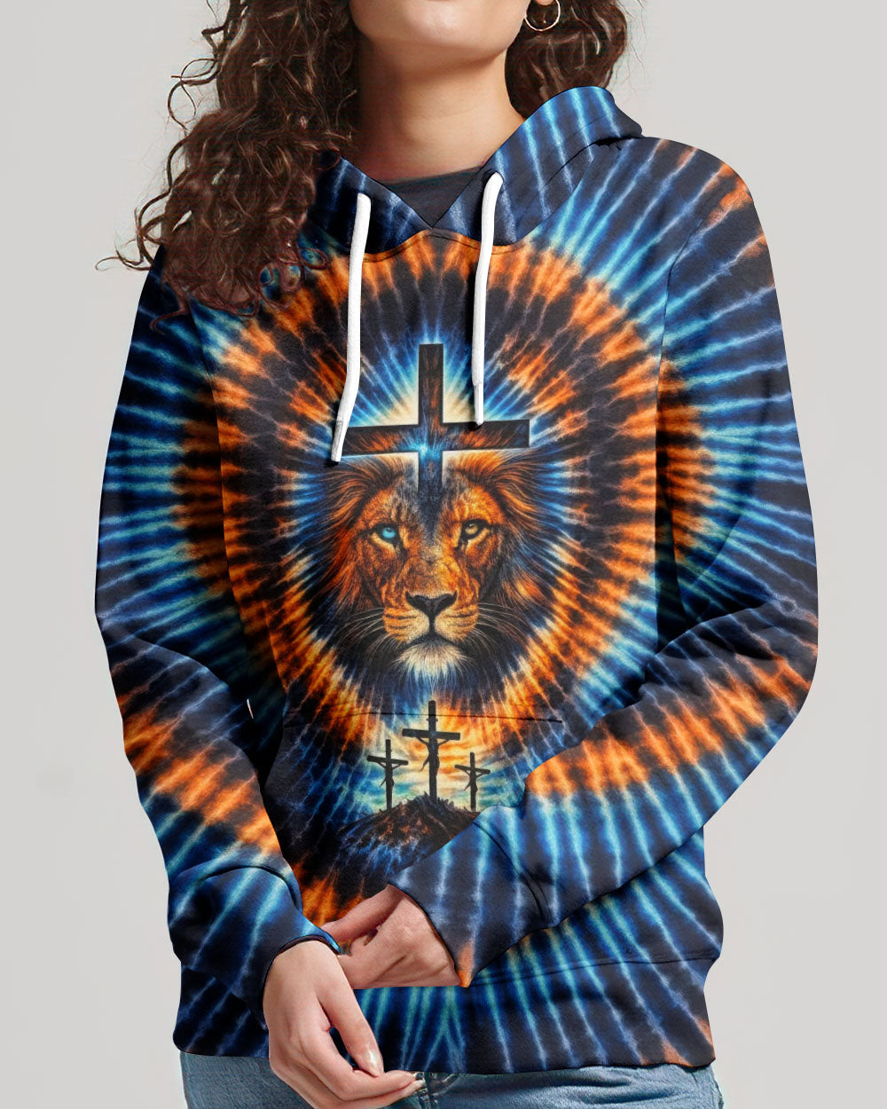 Lion Jesus Cross  Swirl  Women's All Over Print Shirt  - Tltw1202261