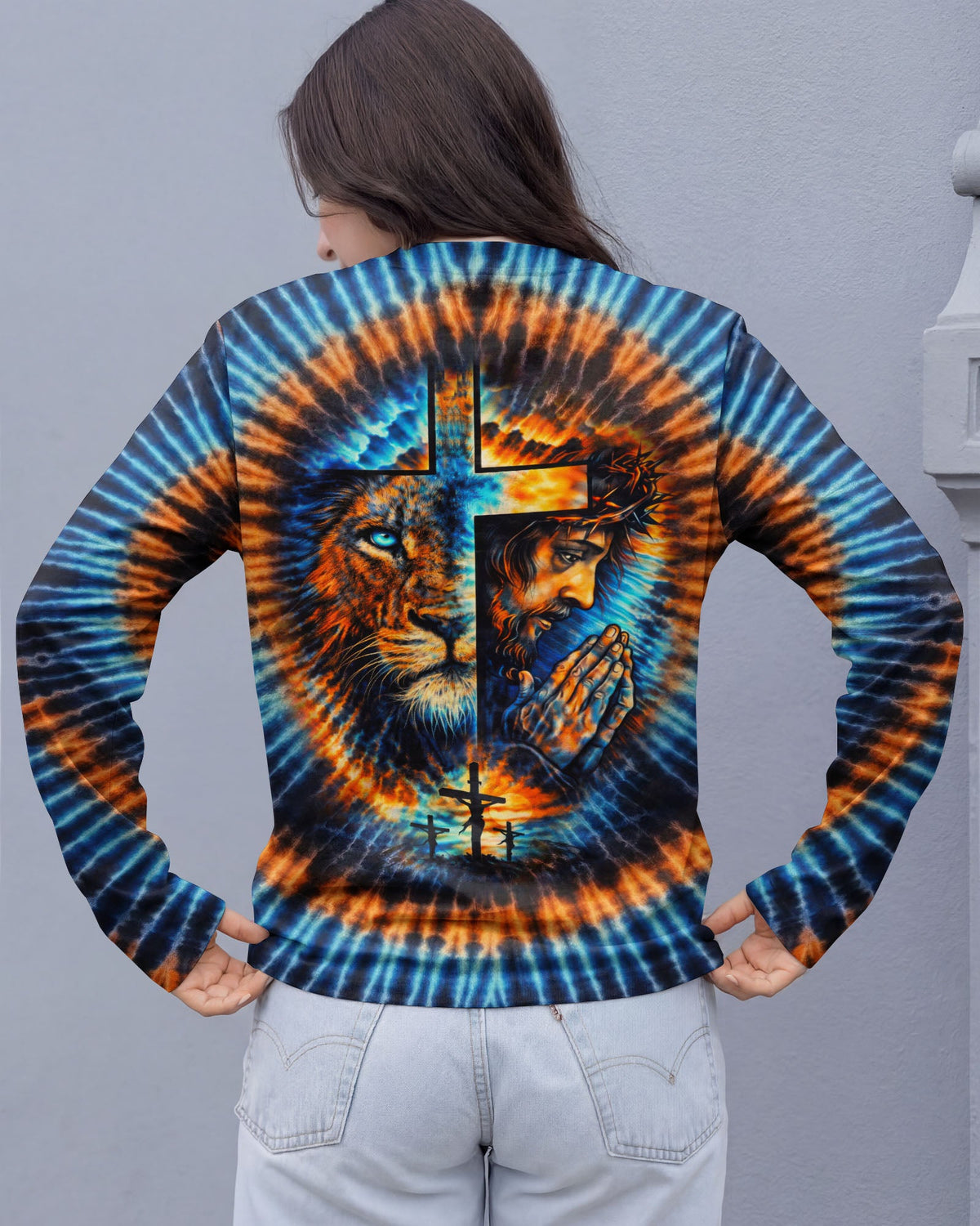 Lion Jesus Cross  Swirl  Women's All Over Print Shirt  - Tltw1202261