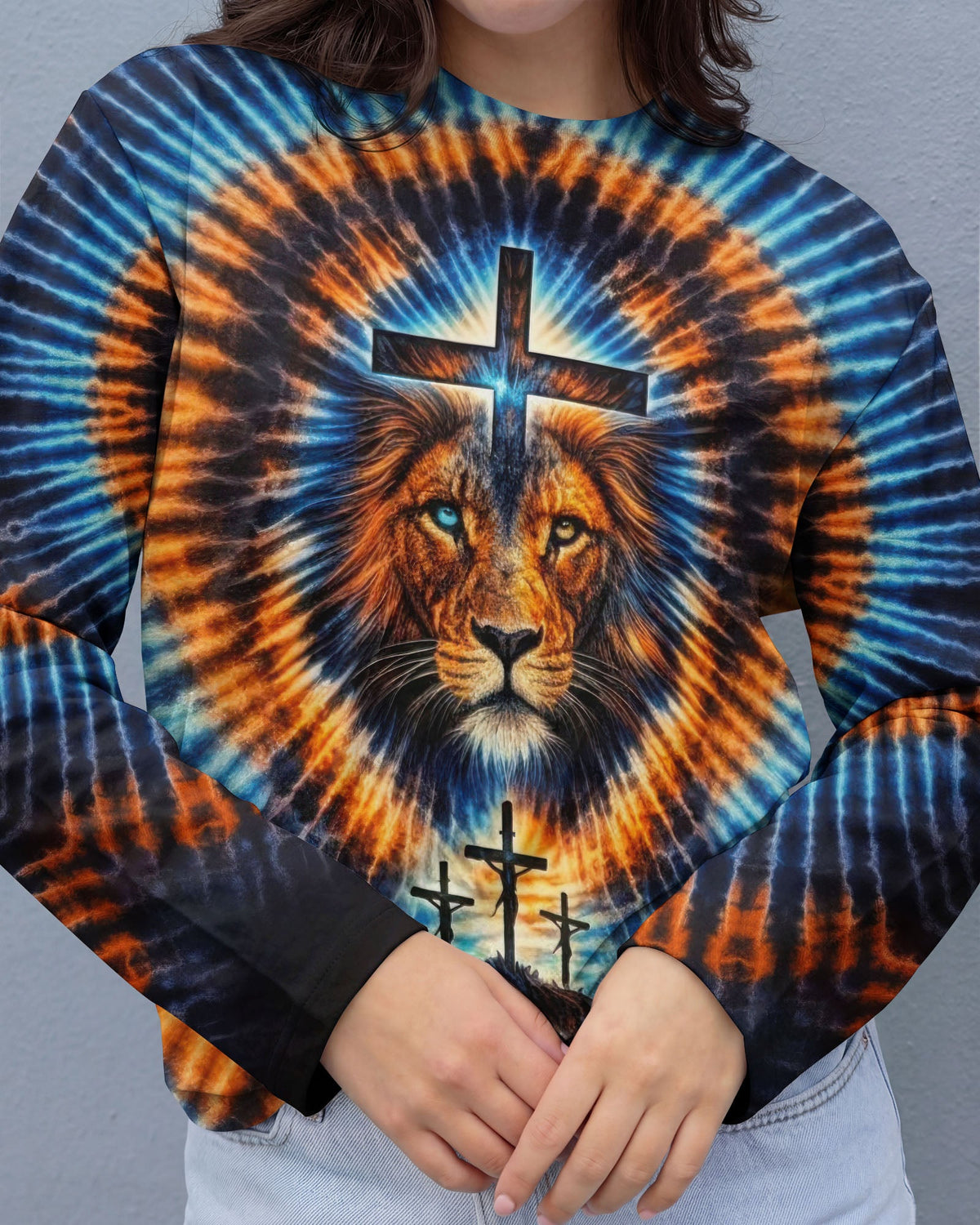 Lion Jesus Cross  Swirl  Women's All Over Print Shirt  - Tltw1202261