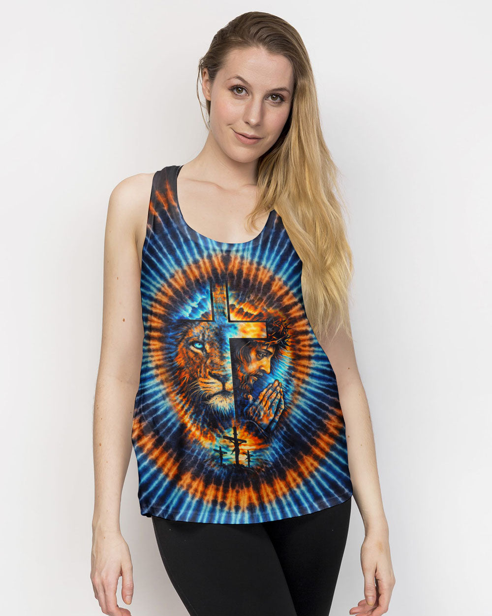 Lion Jesus Cross  Swirl  Women's All Over Print Shirt  - Tltw1202261