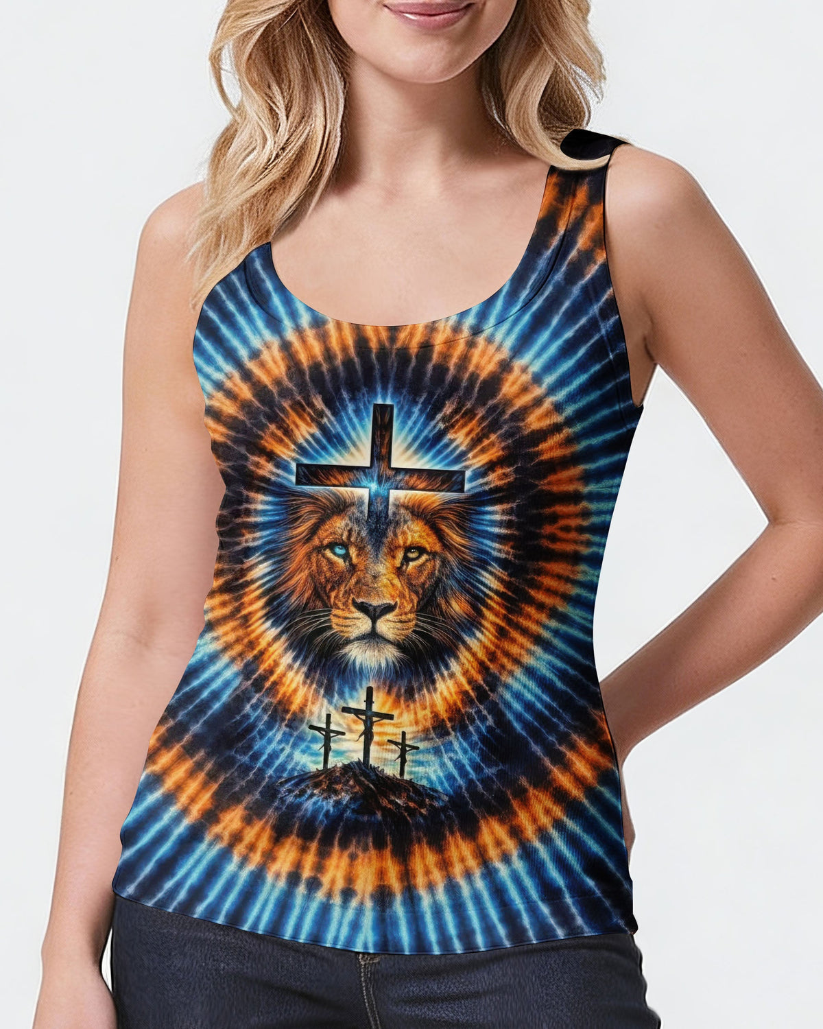 Lion Jesus Cross  Swirl  Women's All Over Print Shirt  - Tltw1202261