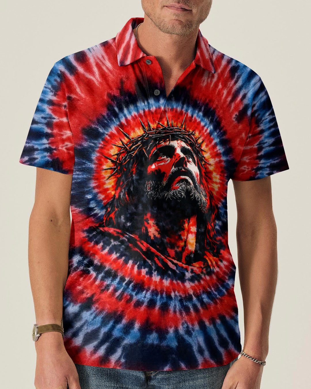 Jesus Halo Of Faith Swirl Men's All Over Print Shirt  -   Tltw1203263