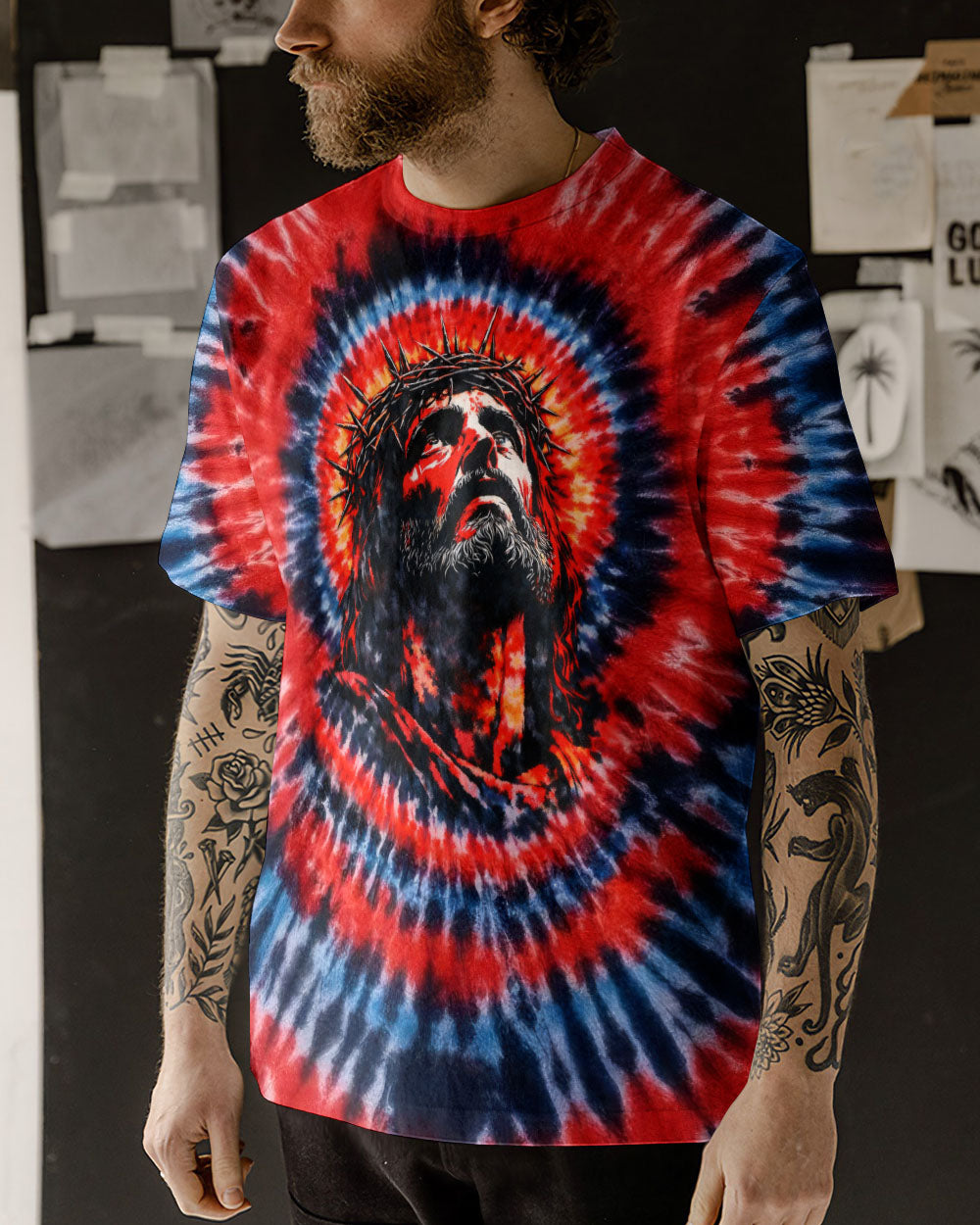 Jesus Halo Of Faith Swirl Men's All Over Print Shirt  -   Tltw1203263