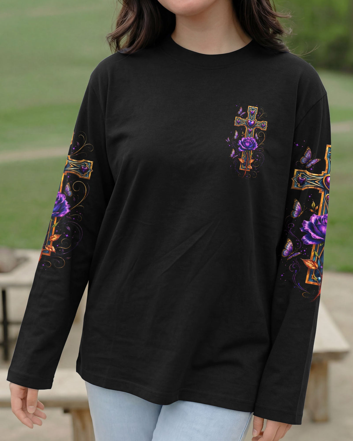 Blessed By God Cross Rose Women's All Over Print Shirt  - Tltw1205264