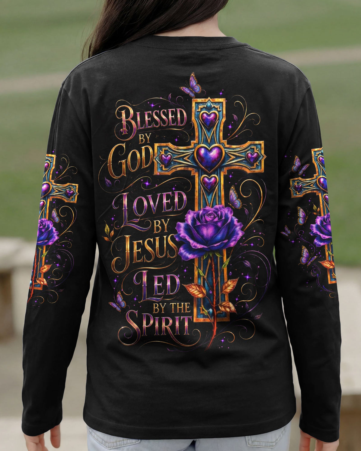 Blessed By God Cross Rose Women's All Over Print Shirt  - Tltw1205264