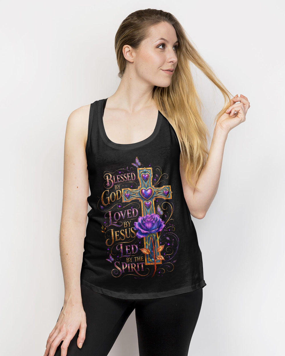 Blessed By God Cross Rose Women's All Over Print Shirt  - Tltw1205264