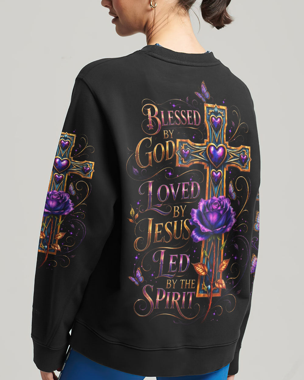 Blessed By God Cross Rose Women's All Over Print Shirt  - Tltw1205264