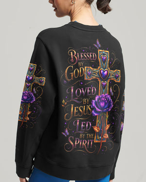 Blessed By God Cross Rose Women's All Over Print Shirt  - Tltw1205264