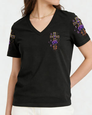 Blessed By God Cross Rose Women's All Over Print Shirt  - Tltw1205264