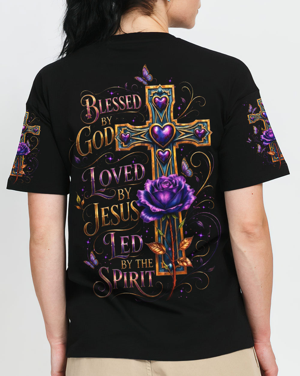 Blessed By God Cross Rose Women's All Over Print Shirt  - Tltw1205264